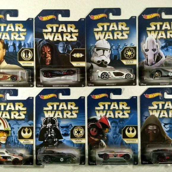 Hot Wheels STAR WARS (DISNEY) - Complete Set of 8 - Out of Production - Unopened - Picture 2 of 7
